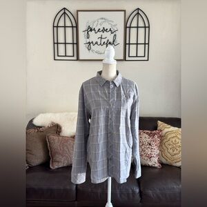 Icebreaker Merino Plaid Wool Long Sleeve Button Up Shirt Gray Men's Size L